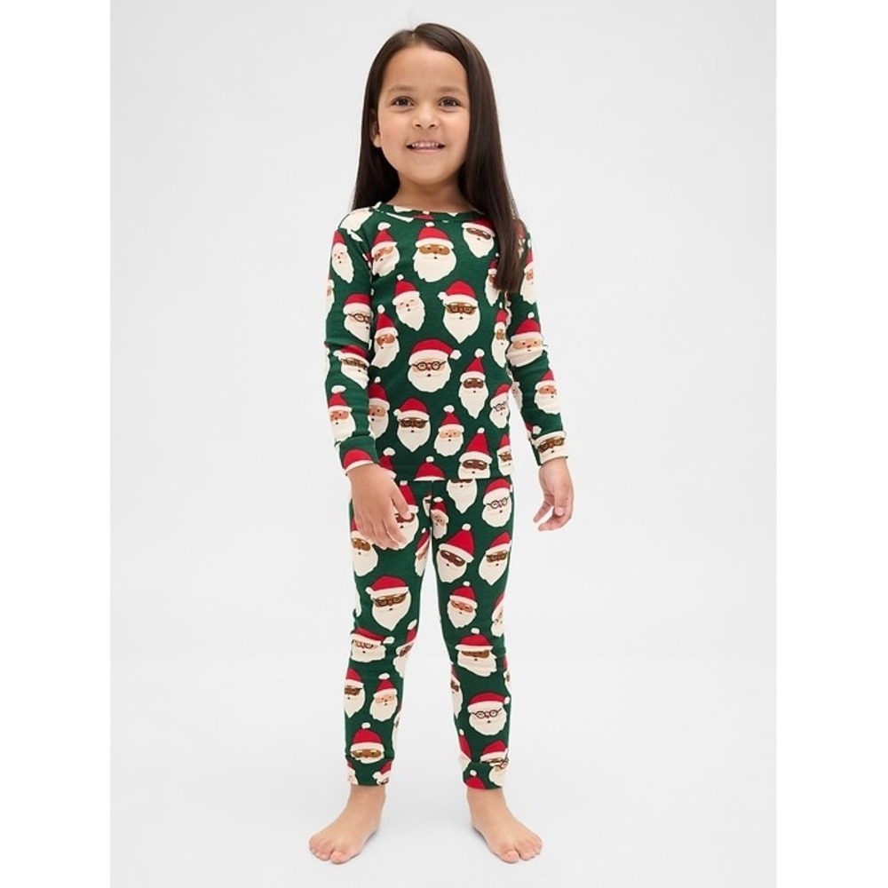 NEW Gap Kids Organic Cotton Santa Print Holiday Pajama Set Christmas 12-18M